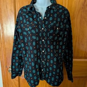Wrangler Black and Blue Button Down Shirt